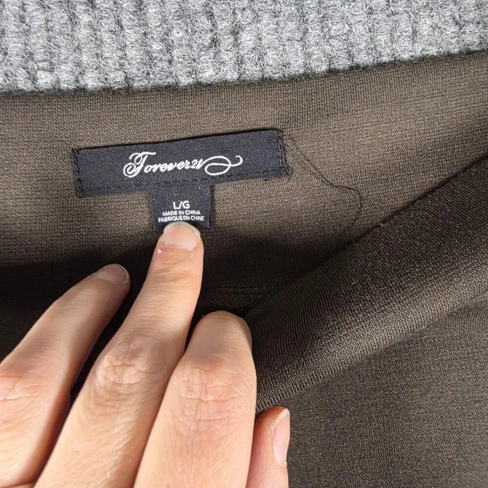 Forever‎ 21 Brown Ponte Knit Pencil Skirt Pull On Stretch Women’s Large